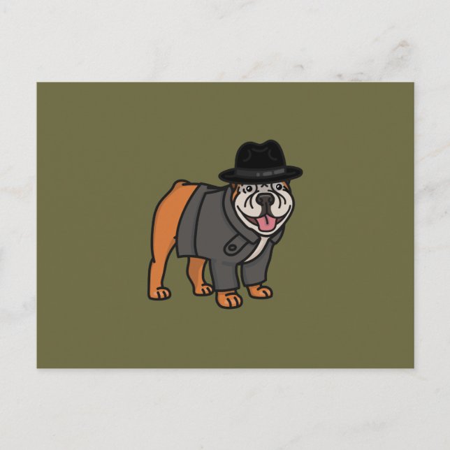 Carte Postale Funny Inspecteur Anglais Bulldog Postcard (Devant)