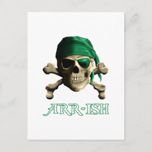Carte Postale Funny Irlandais Jolly roger Pirate Crâne ARR ISH