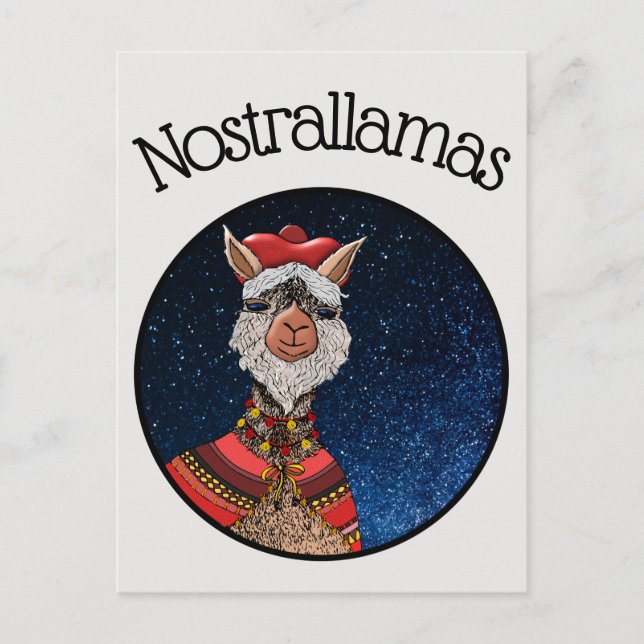 Carte Postale Funny Kawaii Nostradamus Llama Pun Halloween (Devant)