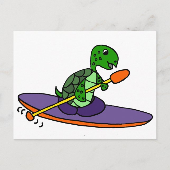 Carte Postale Funny Kayaking Sea Turtle (Devant)