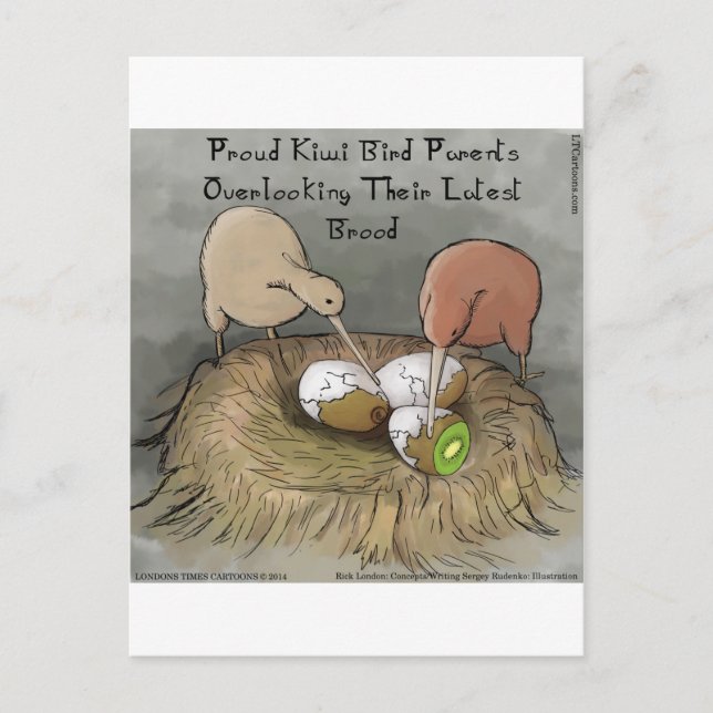 Carte Postale Funny Kiwi Birds Tending Their Fruit (Devant)