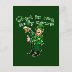 Carte Postale Funny Leprechaun et Tshirt de bière pour St. Pat's