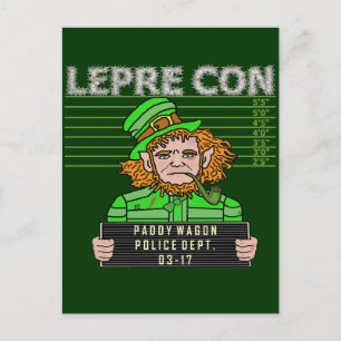Carte Postale Funny Leprechaun Leprecon Mugshot