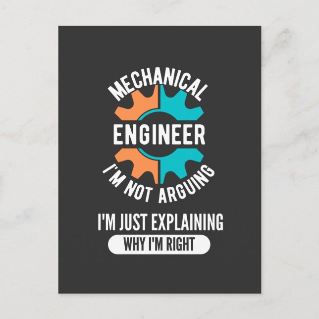 Carte Postale Funny Mechanical Engineer, Mechanical Engineering (Devant)