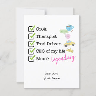 Carte Postale Funny Mom Checklist