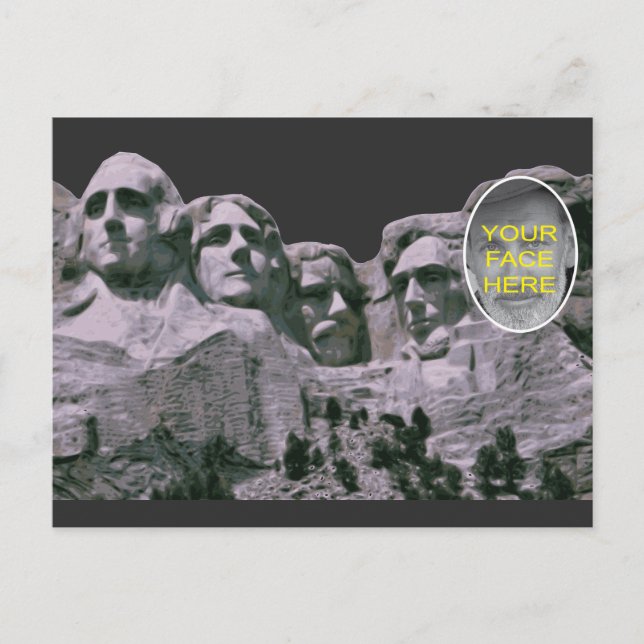 Carte Postale Funny Mt Rushmore avec visage ajouté (Devant)