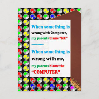 Carte Postale FUNNY Parents Computer Blame Jeu Plaisanteries Com