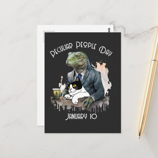 Carte Postale Funny Peculia People Day (Devant/Arrière en situation)