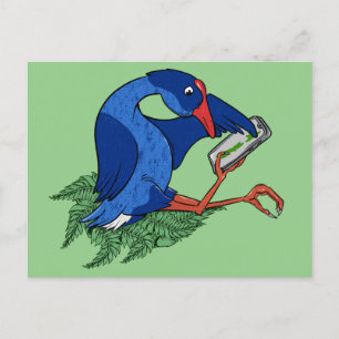 Carte Postale Funny Pukeko avec téléphone portable