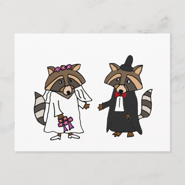 Carte Postale Funny Raccoon mariée et Mariage de chambre (Devant)