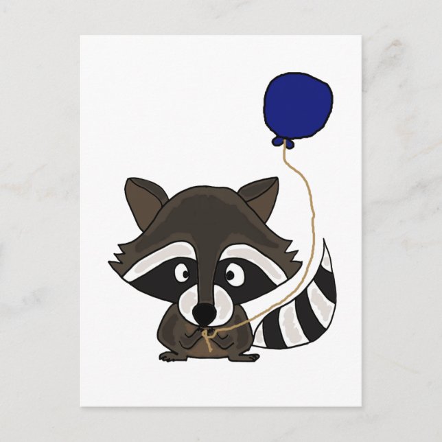 Carte Postale Funny Raccoon tenant le ballon (Devant)