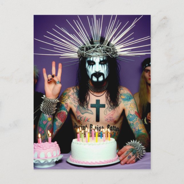 Carte Postale Funny Retro Punk Rock gothique fête d'anniversaire (Devant)