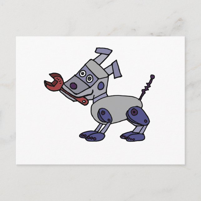 Carte Postale Funny Robot Dog with Wrench (Devant)