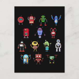 Carte Postale Funny Robots Girls Boys Robot