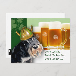 Carte Postale Funny Schnauzer and Beer St. Patrick's Day