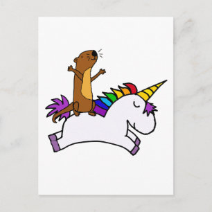 Carte Postale Funny Sea Otter équitation Volant Unicorn