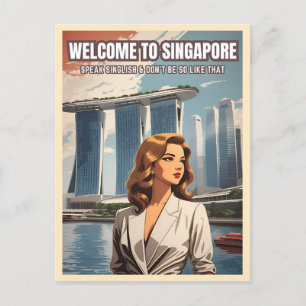 Carte Postale Funny Singapore Travel Singlish Humour