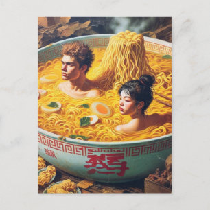 Carte Postale Funny Surreal Ramen Hot Tub