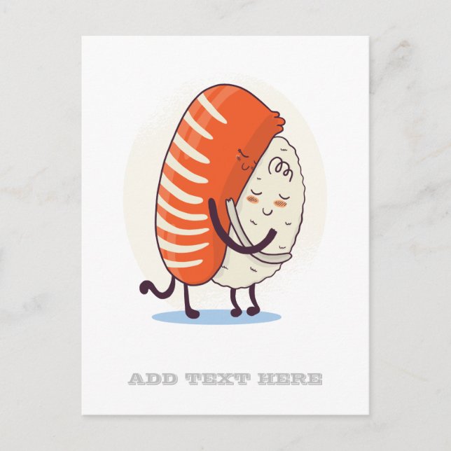 Carte Postale Funny SUSHI HUG Ado de dessin graphique Kawaii BFF (Devant)