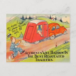 Carte Postale Funny Travel Trailer RV Camping Cartoon du Camping