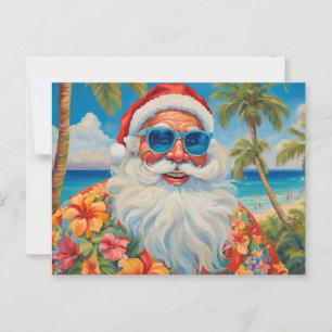 Carte Postale Funny Tropical Island Paradise Noël Père Noël