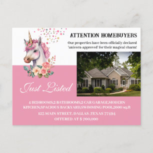 Carte Postale Funny Unicorn Thème juste listé IMMOBILIER