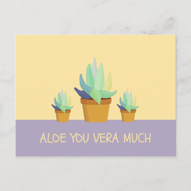Carte Postale Funny Violet Jaune Aloe Vera Succulent (Devant)