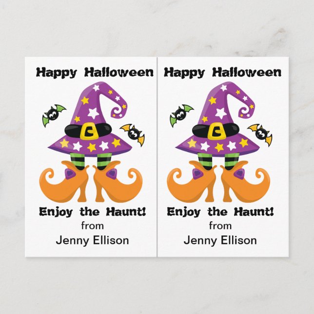 Carte Postale Funny Witch Feet School Party Halloween Card (Devant)