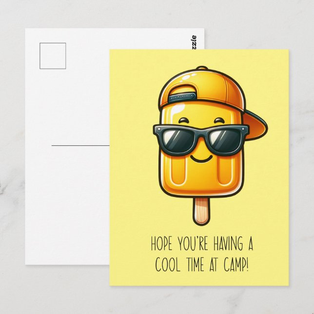 Carte postale Funny Yellow Popsicle Pun (Devant / Derrière)