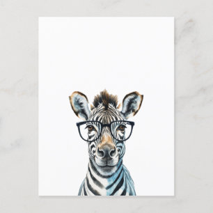 Carte Postale Funny Zebra Porter des lunettes
