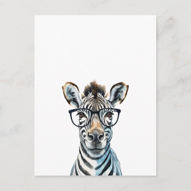 Carte Postale Funny Zebra Porter des lunettes (Devant)