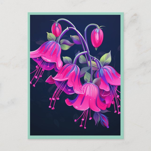 CARTE POSTALE FUSCHIA FLOWERS #1 (Devant)