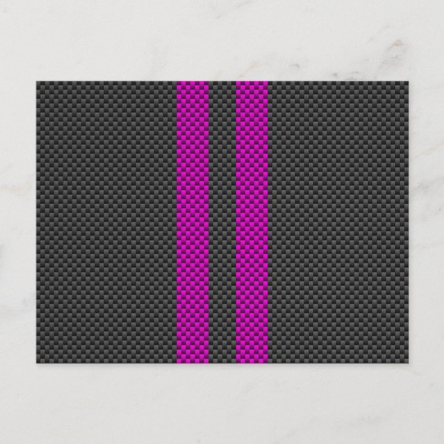 Carte Postale Fuschsia Pink Stripes en fibre de carbone (Devant)