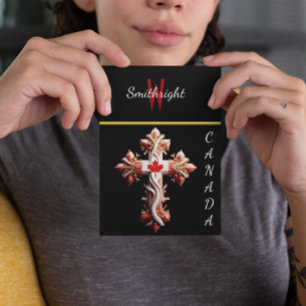 Carte Postale Fusion symbolique : Croix avec feuille d'érable ro