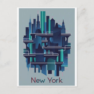 Carte Postale futuriste new york moderne