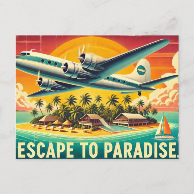 Carte Postale Fuyez vers le paradis. (Devant)
