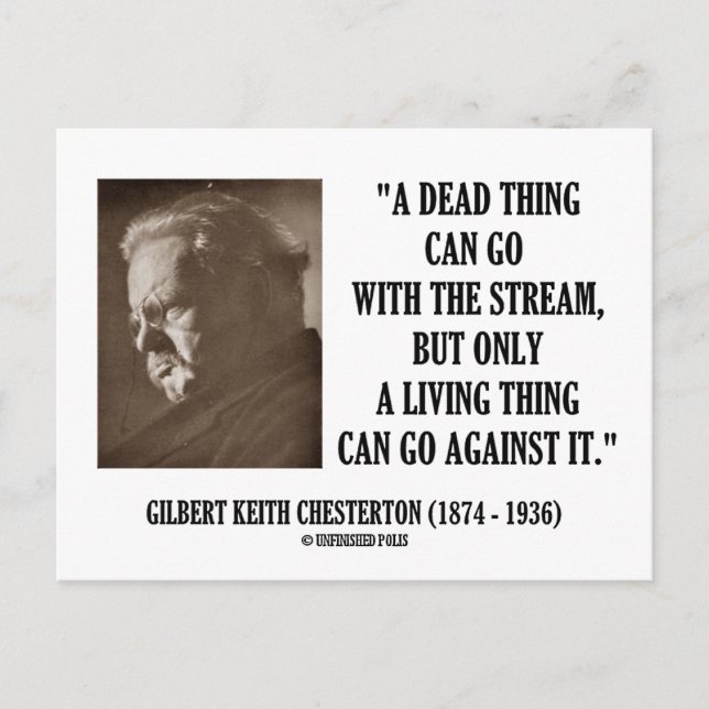 Carte Postale G.K. Chesterton Dead Thing Stream Living Thing (Devant)