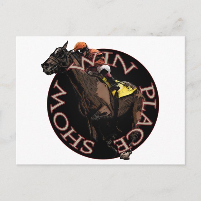 Carte Postale Gagner, Place, Show - Horse Racing Gear (Devant)