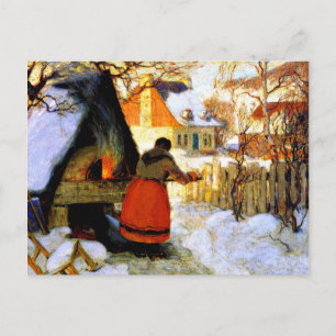 Carte Postale Gagnon - Chauffage du four, scène hivernale