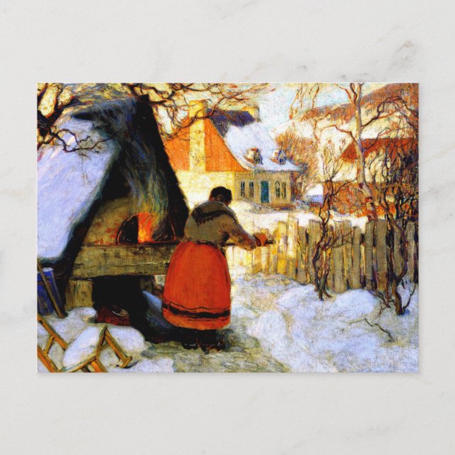 Carte Postale Gagnon - Chauffage du four, scène hivernale (Devant)