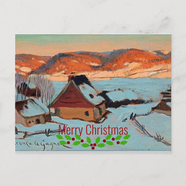 Carte Postale Gagnon - crépuscule - Hiver au Québec - Noël (Devant)
