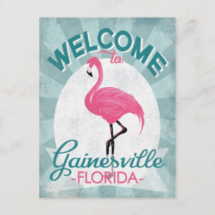 Carte Postale Gainesville Florida Flamant rose rose Retro