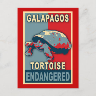 Carte Postale Galapagos en voie de disparition Tortoise Pop Art 