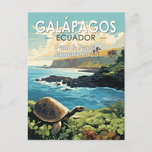 Carte Postale Galapagos Îles Tortue géante Voyage Art personnali (Devant)