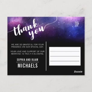 Carte Postale Galaxie céleste Étoiles Merci Mariage Photo