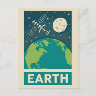 Carte Postale Galaxie satellite Rétro Terre