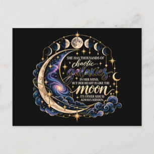 Carte Postale Galaxies chaotiques & Phase lunaire Littéraire cél