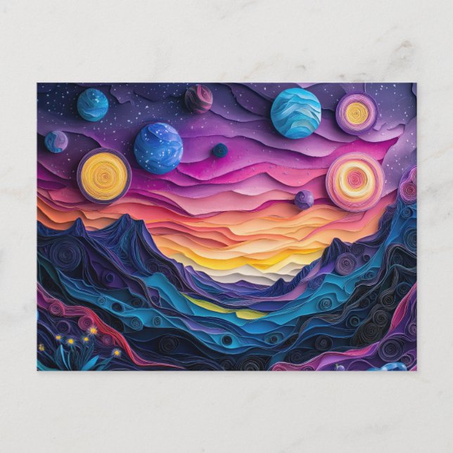 Carte Postale Galaxy Espace extra-atmosphérique Étoiles Planètes (Devant)