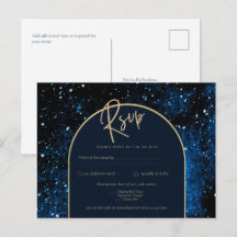 Galaxy Starry Night Marine Blue Gold Mariage