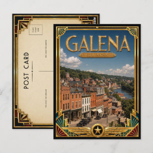 Carte Postale Galena Illinois Art Déco vintage de l'âge d'or